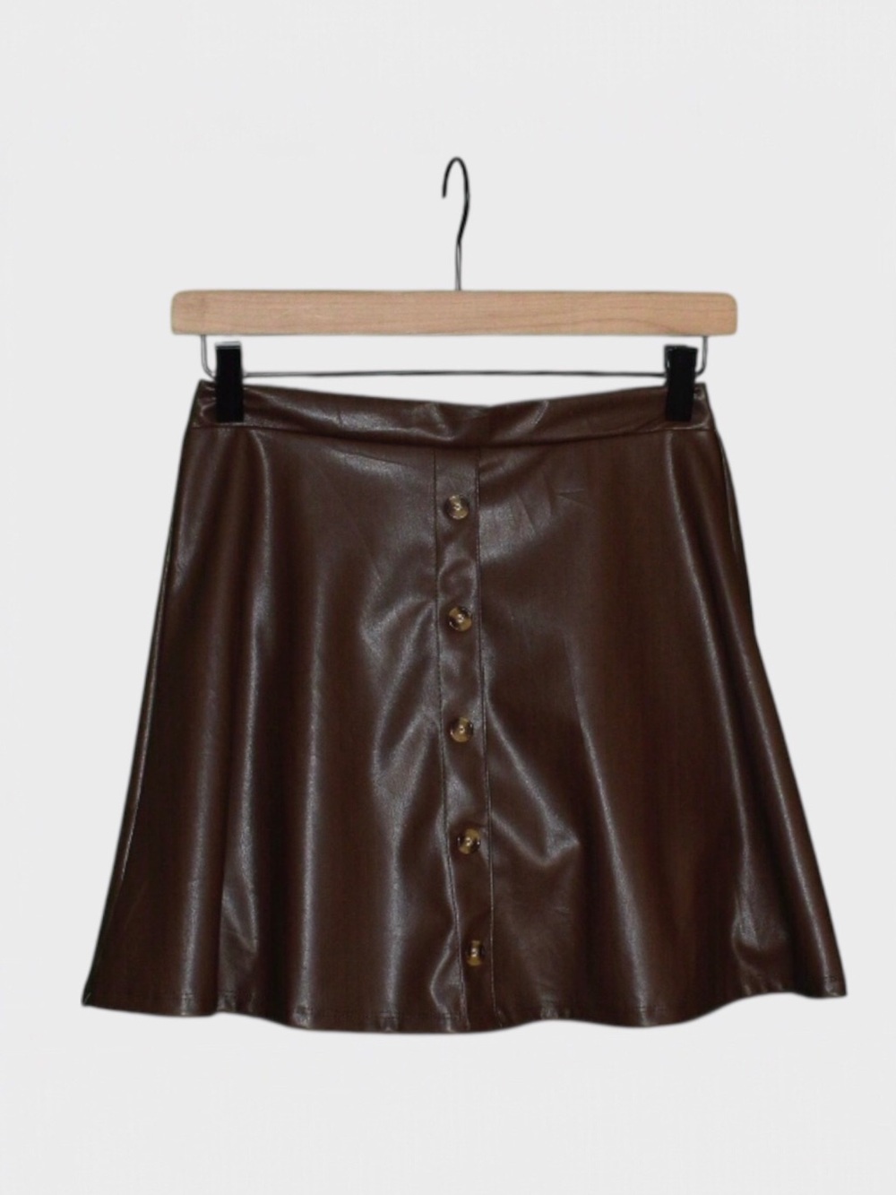 Amy Byer Faux Leather Button Front Mini Skirt
